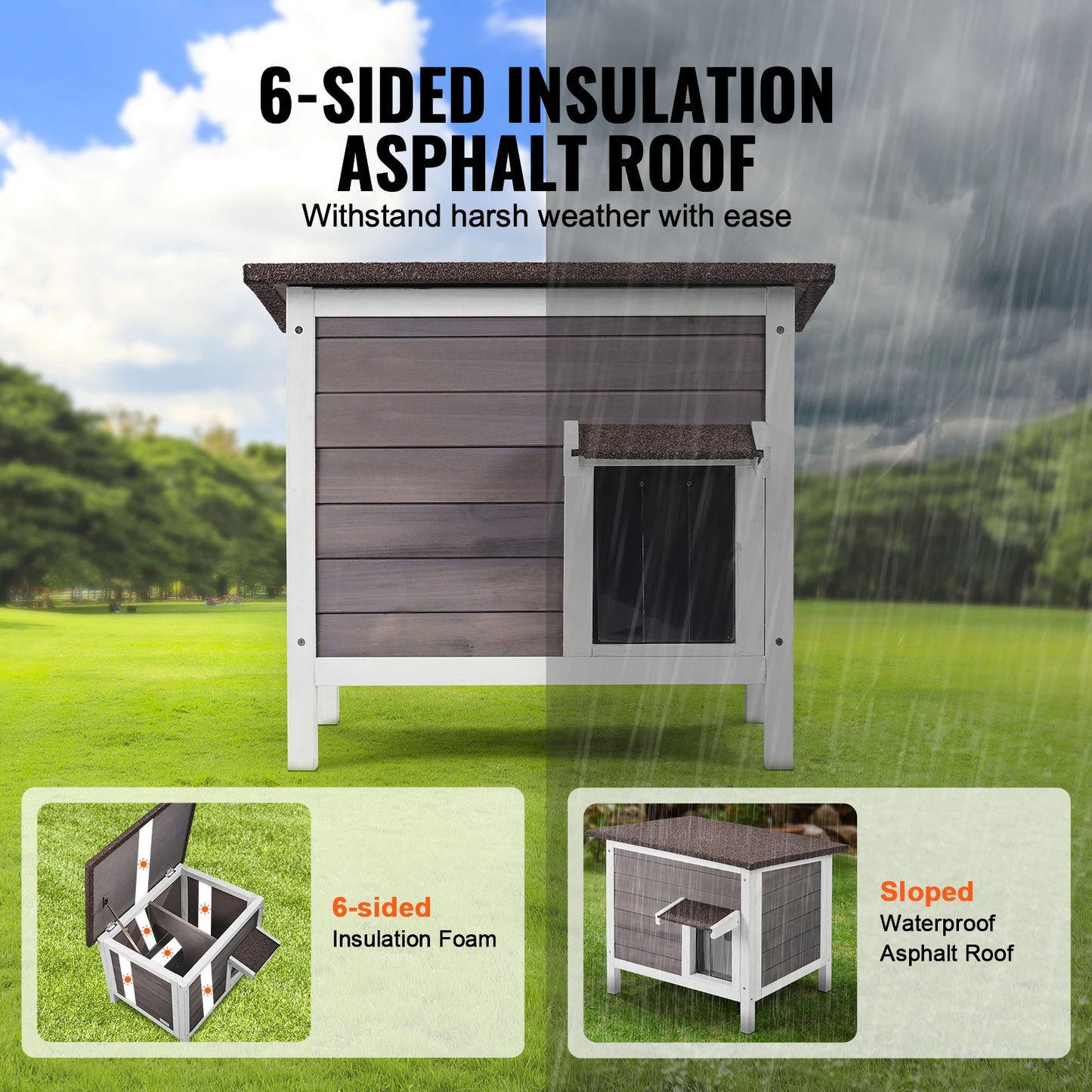 SucceBuy Outdoor Cat House Weatherproof Shelter For Cats
