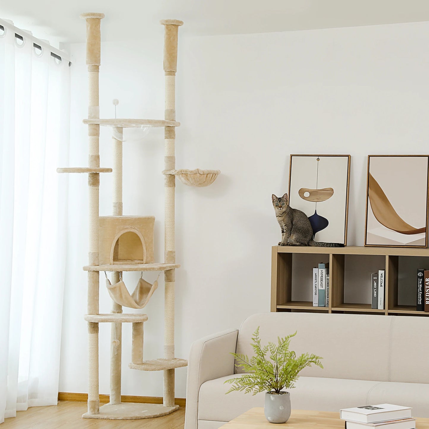PEQULTICN Cat Tree Tower Acrylic Perch Hammock Beds Cave
