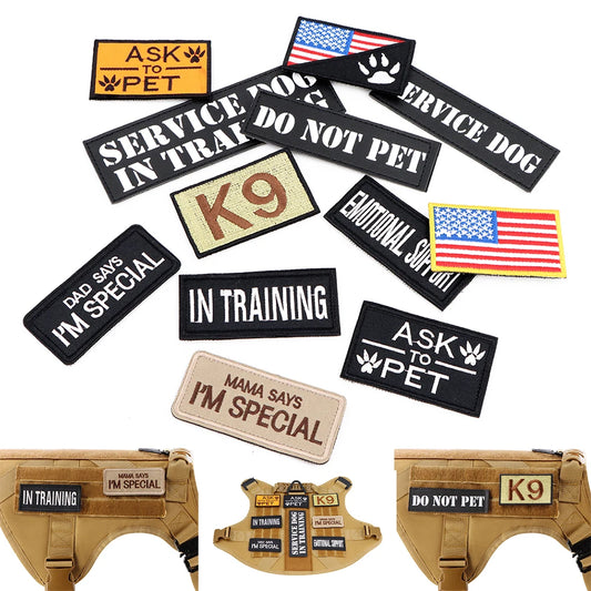 PETRAVELCN 12 Piece Tactical Dog Patch Bundle ID Labels