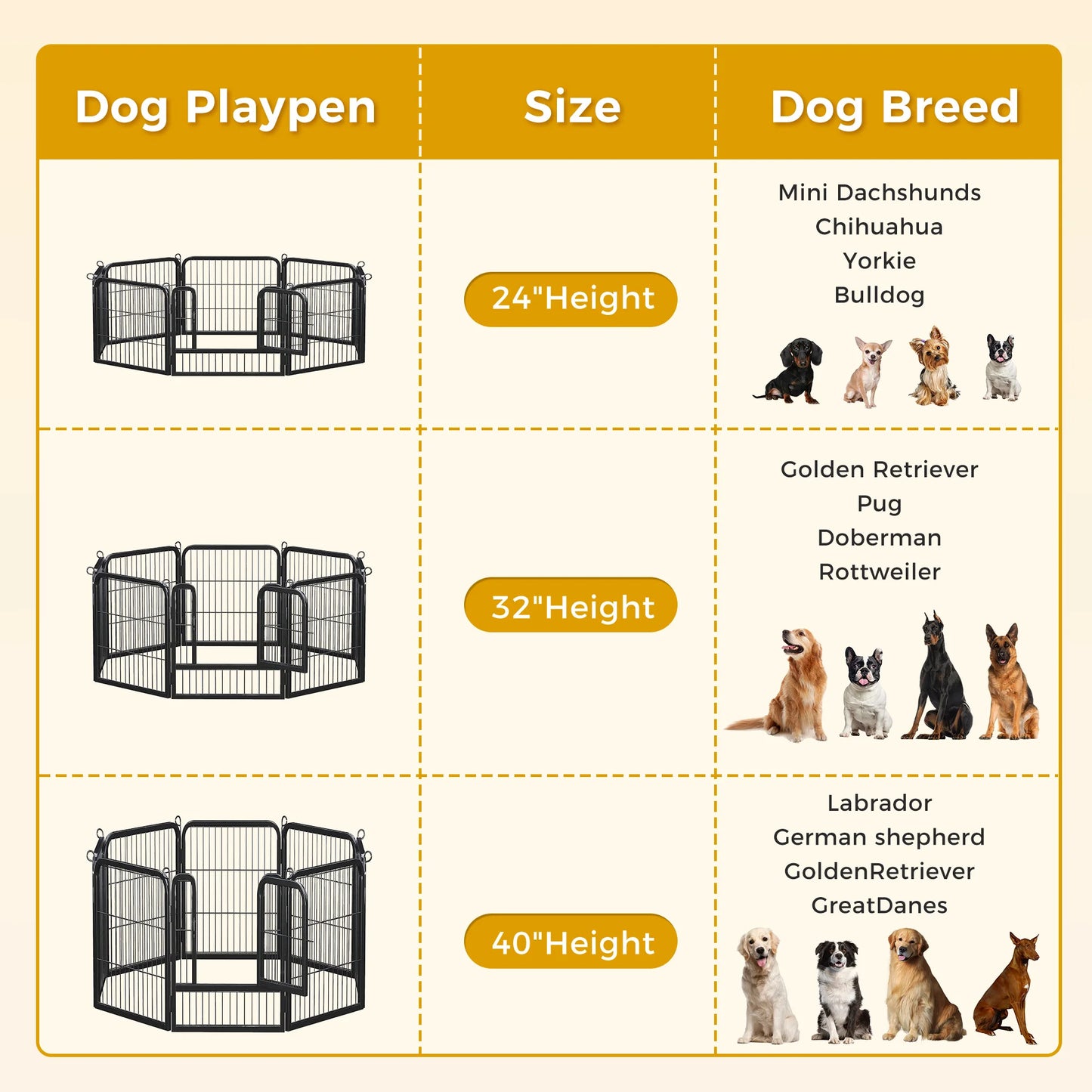 Dog Playpen With Door Foldable Metal Pet Fence For Yard RV