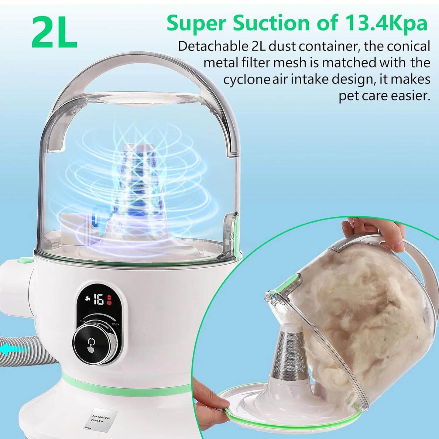 DishyKooker Pet Grooming Vacuum Kit With 5 Tools For Pets