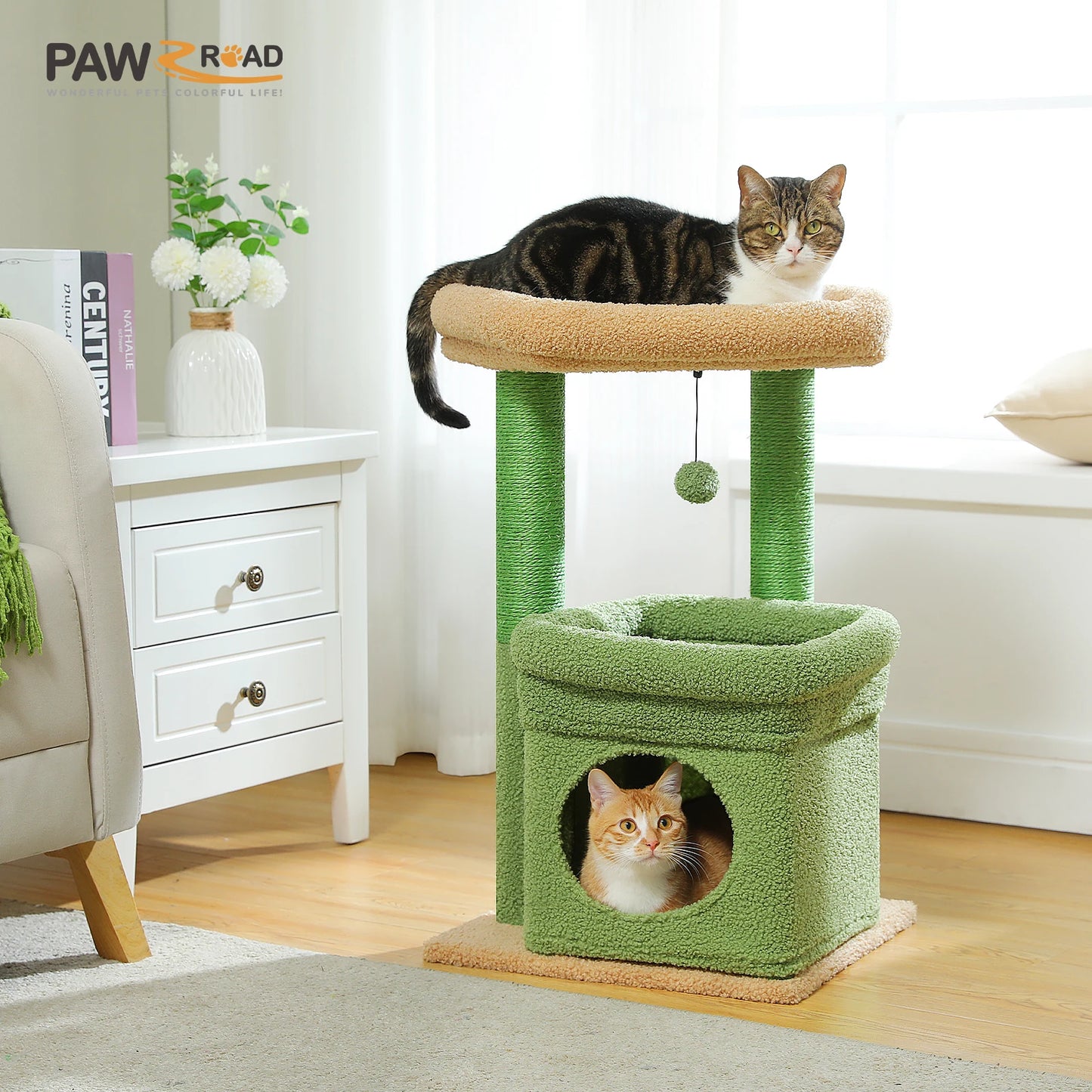 PEQULTICN Cat Tree Tower With Cozy Condo And Perch Stand