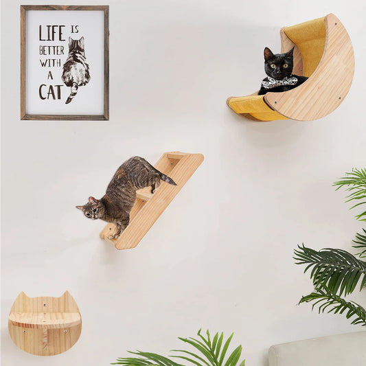 PETRAVELCN Cat Wall Shelf Moon Hammock Climbing Perch