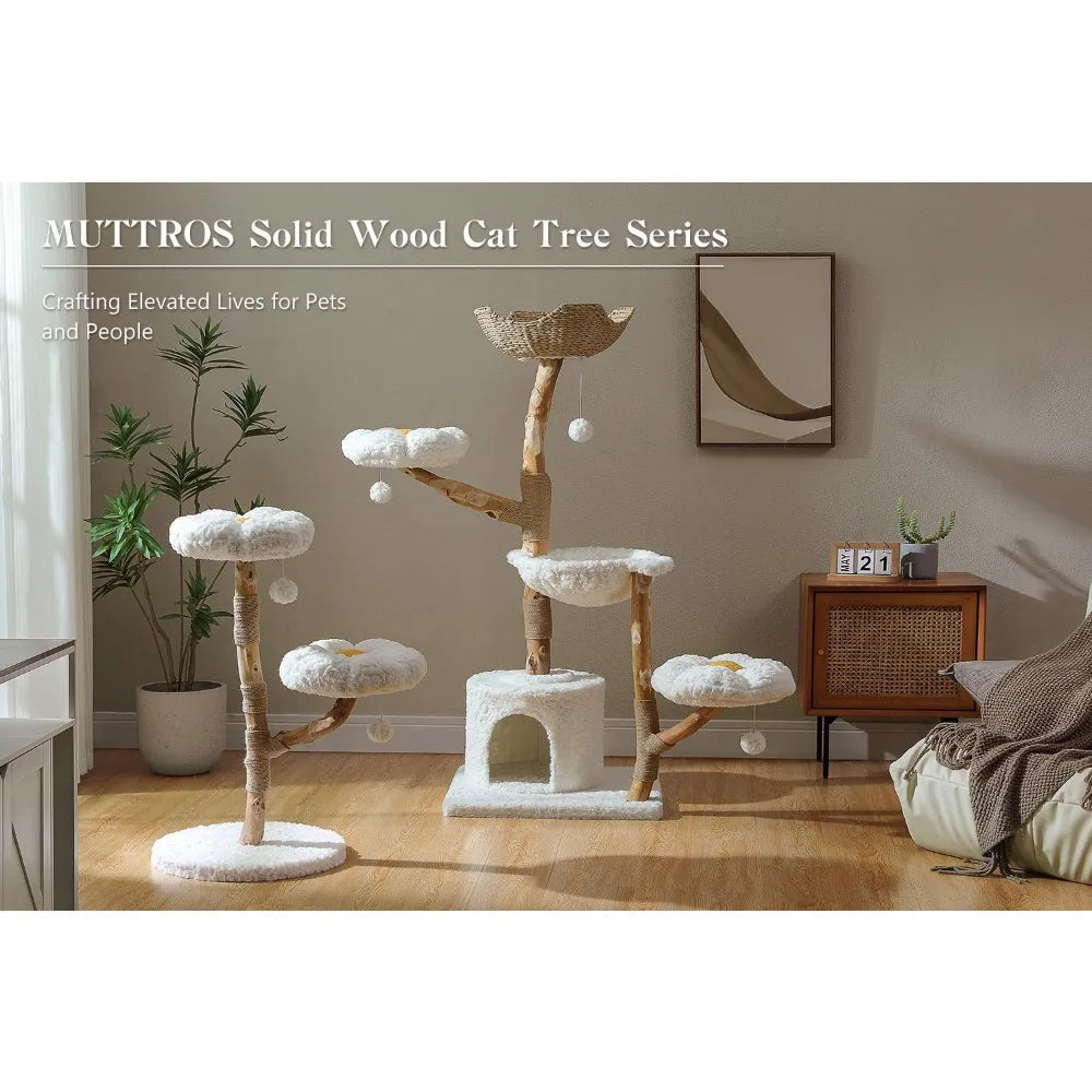 Breed Cat Tree Tower With Real Wood Branch Premium