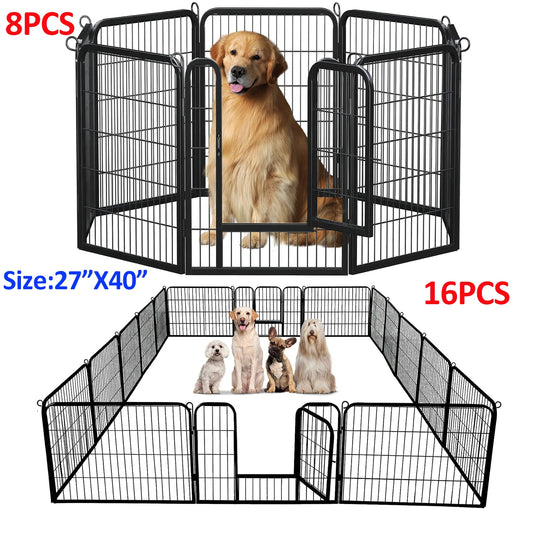 Dog Playpen With Door Foldable Metal Pet Fence For Yard RV