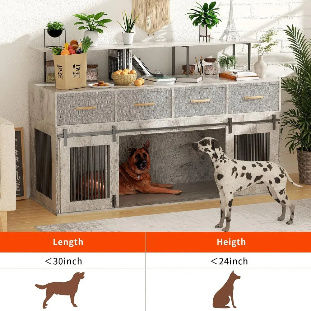 Hign-concerned Double Dog Kennel Table TV Stand Cabinet