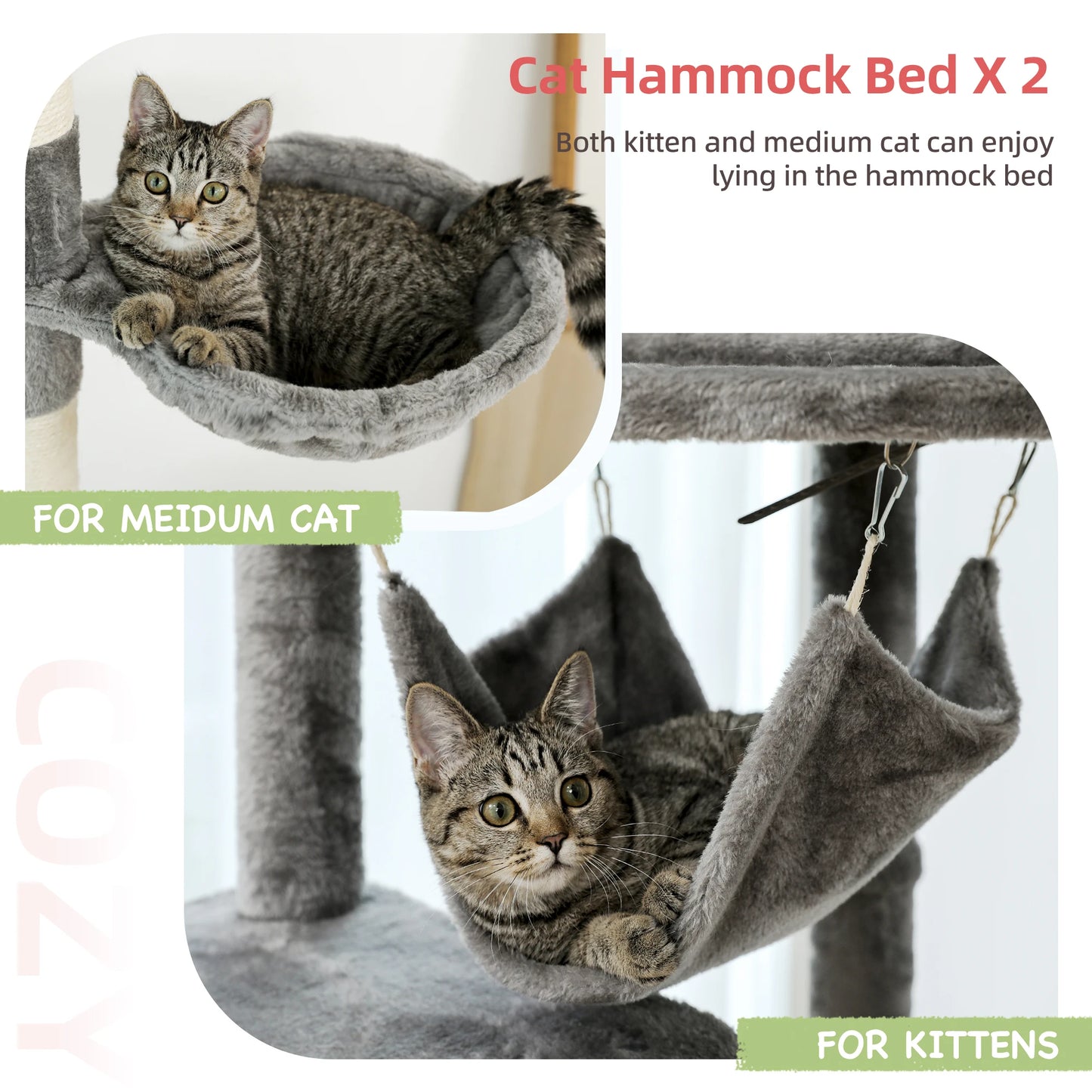 PEQULTICN Cat Tree Tower Acrylic Perch Hammock Beds Cave