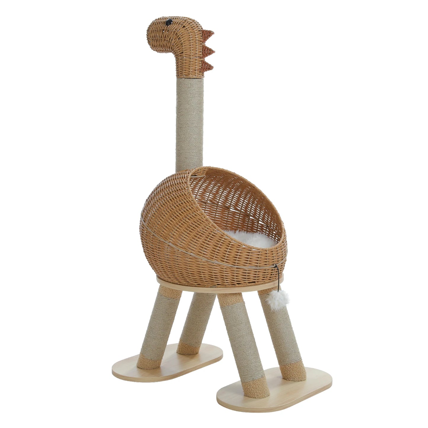 PEQULTICN Whimsical Dinosaur Cat Tree Tower Plush Cushion