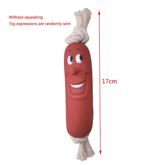 Dogstory Interactive Squeaky Dog Chew Toy Sausage Rubber