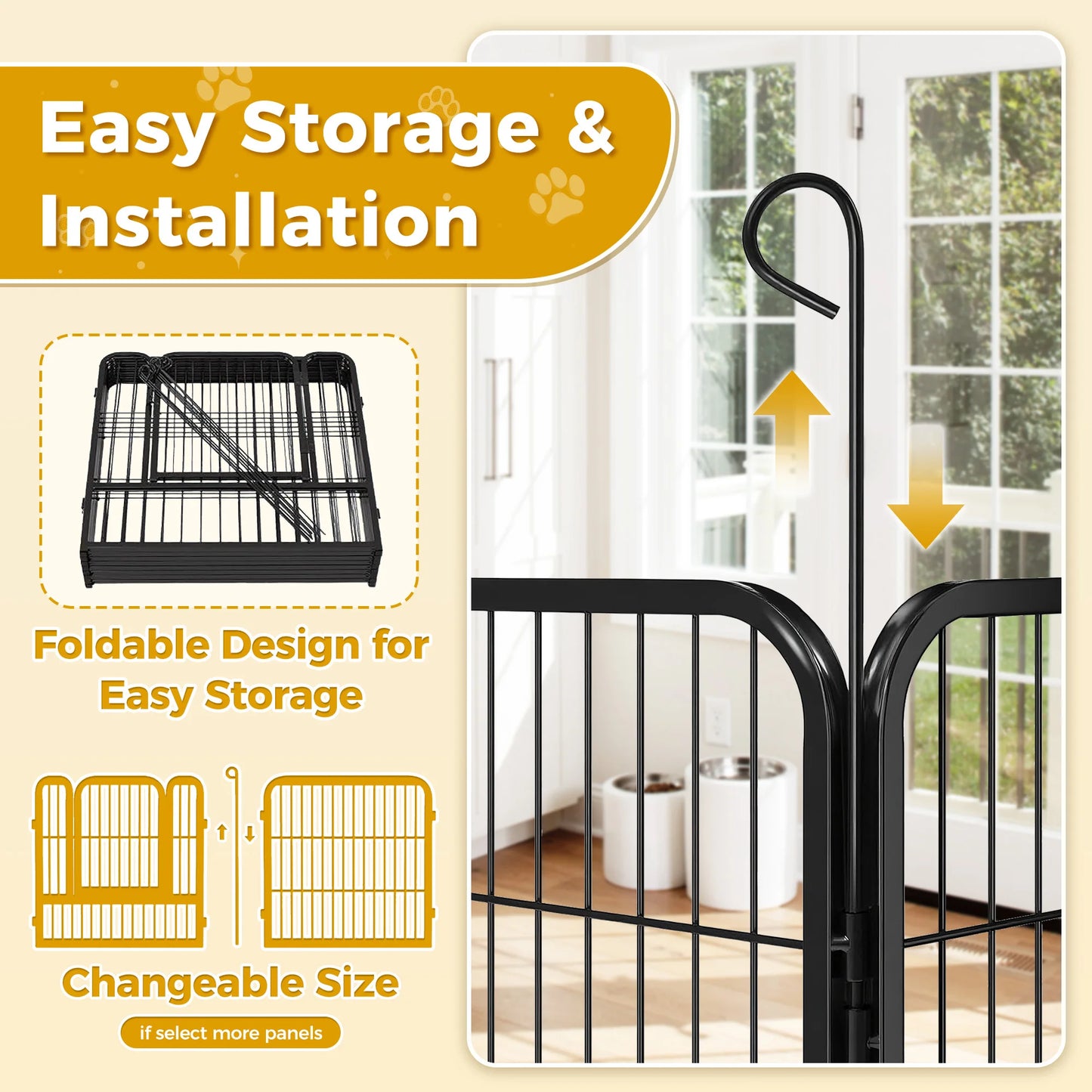 Dog Playpen With Door Foldable Metal Pet Fence For Yard RV