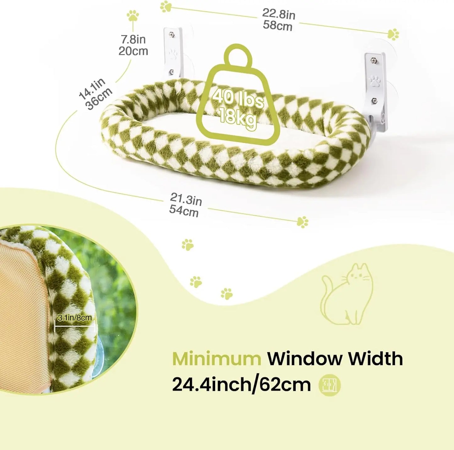 MEWOOFUN Foldable Cat Window Perch With Suction Cups