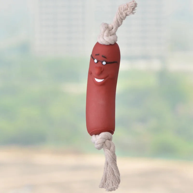 Dogstory Interactive Squeaky Dog Chew Toy Sausage Rubber
