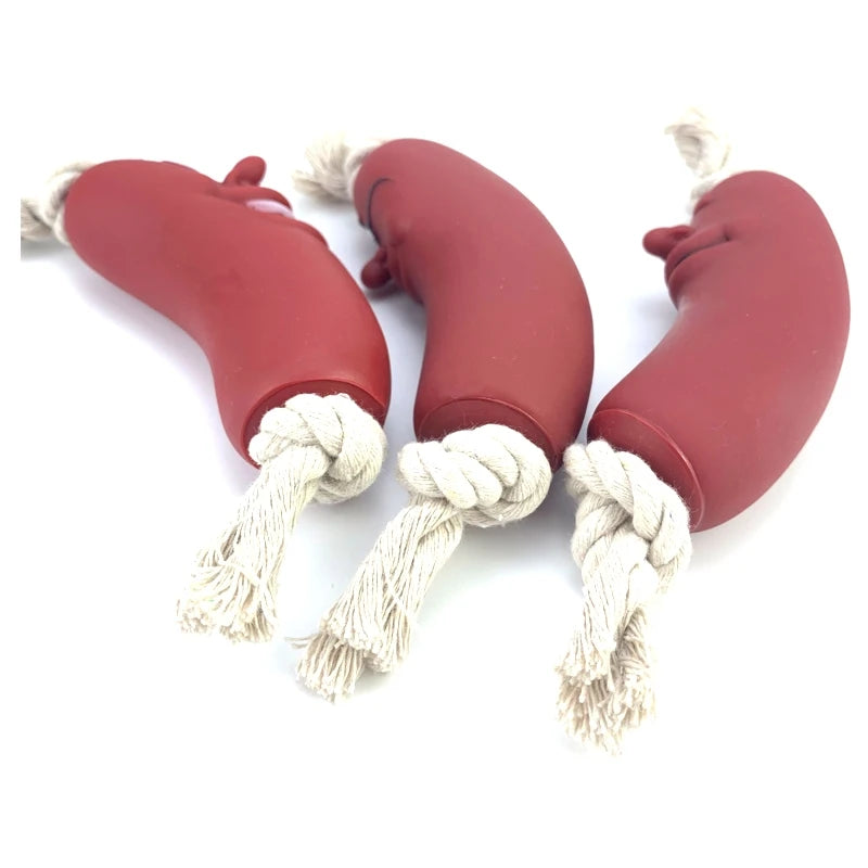Dogstory Interactive Squeaky Dog Chew Toy Sausage Rubber