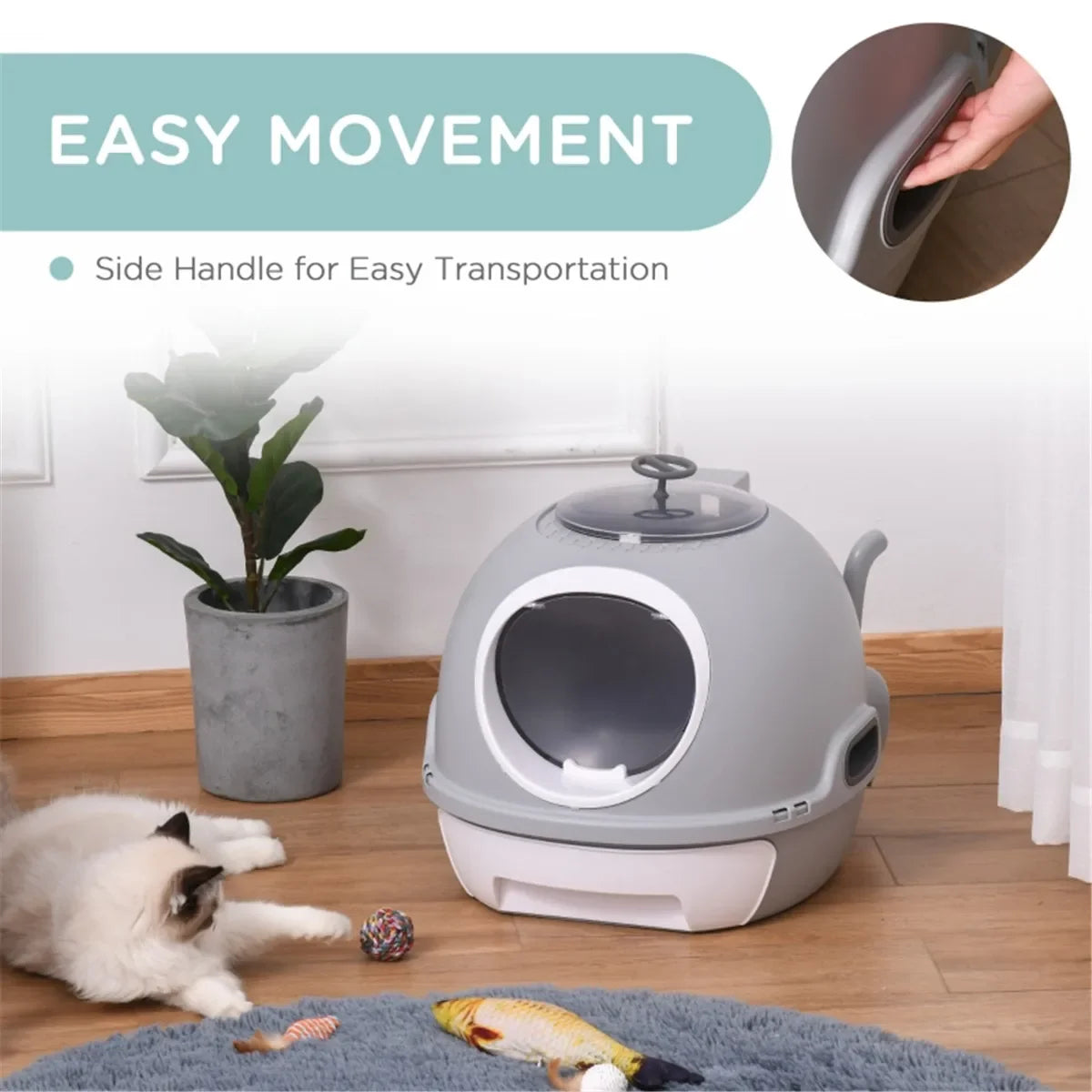 Cat Litter Box With Removable Tray For Easy Cleaning