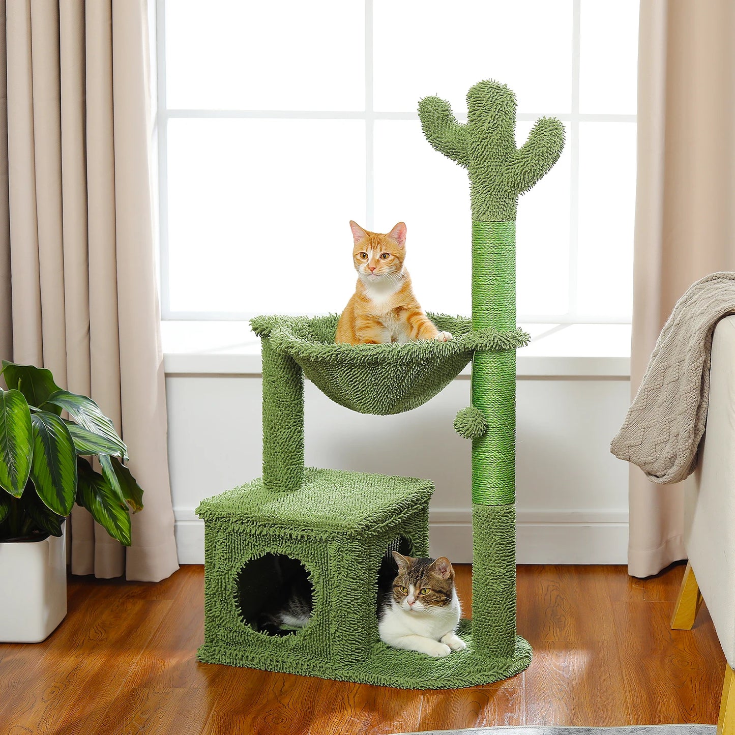 PEQULTICN Cactus Cat Tree With Condo And Hammock Indoor