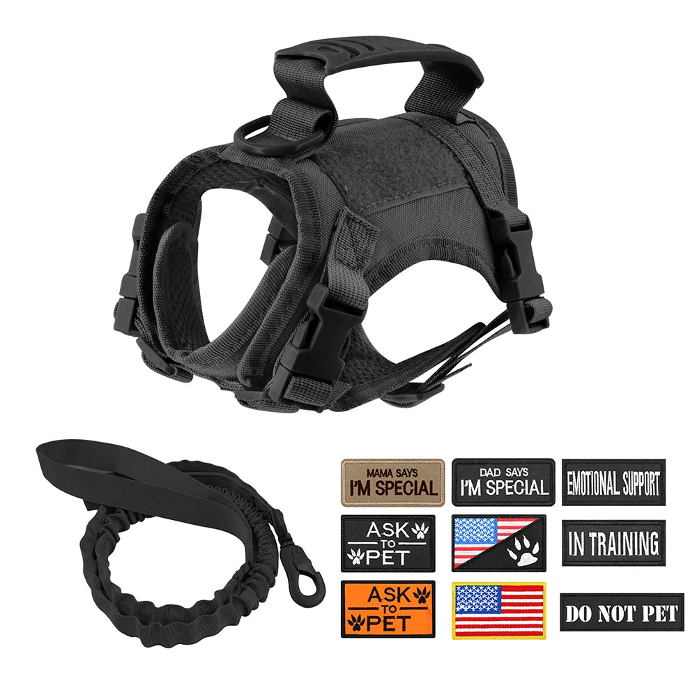 PETRAVEL Tactical Cat Harness Leash With 9 Patches Set