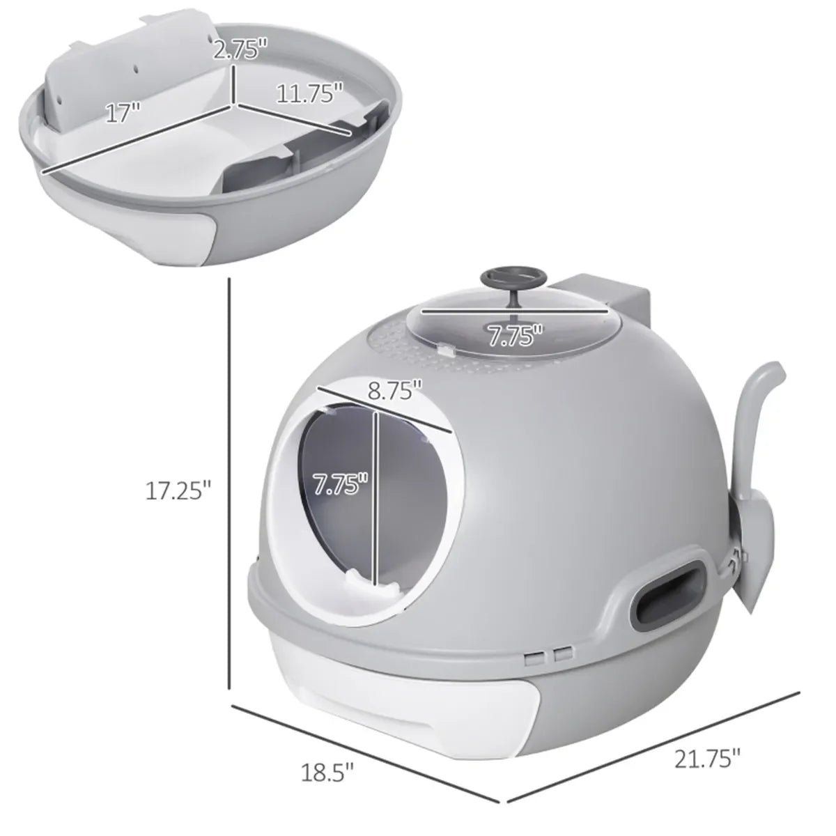 Cat Litter Box With Removable Tray For Easy Cleaning
