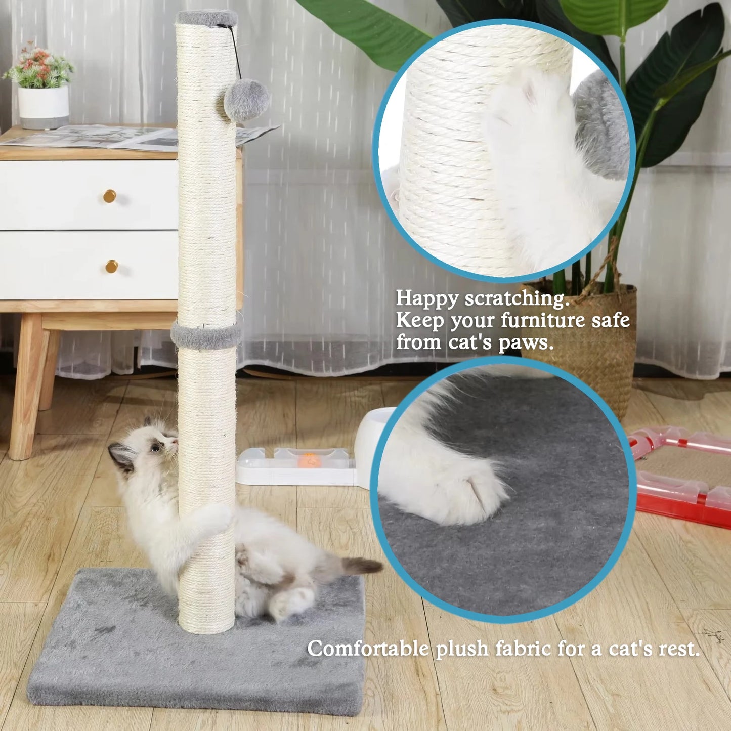 Guangdong Cat Vertical Scratching Post Dangling Ball Sisal