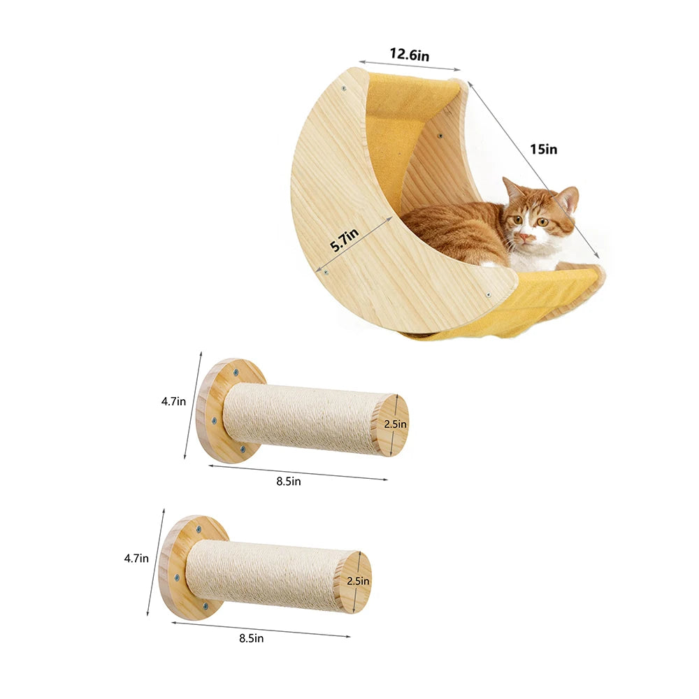 PETRAVELCN Cat Wall Shelf Moon Hammock Climbing Perch