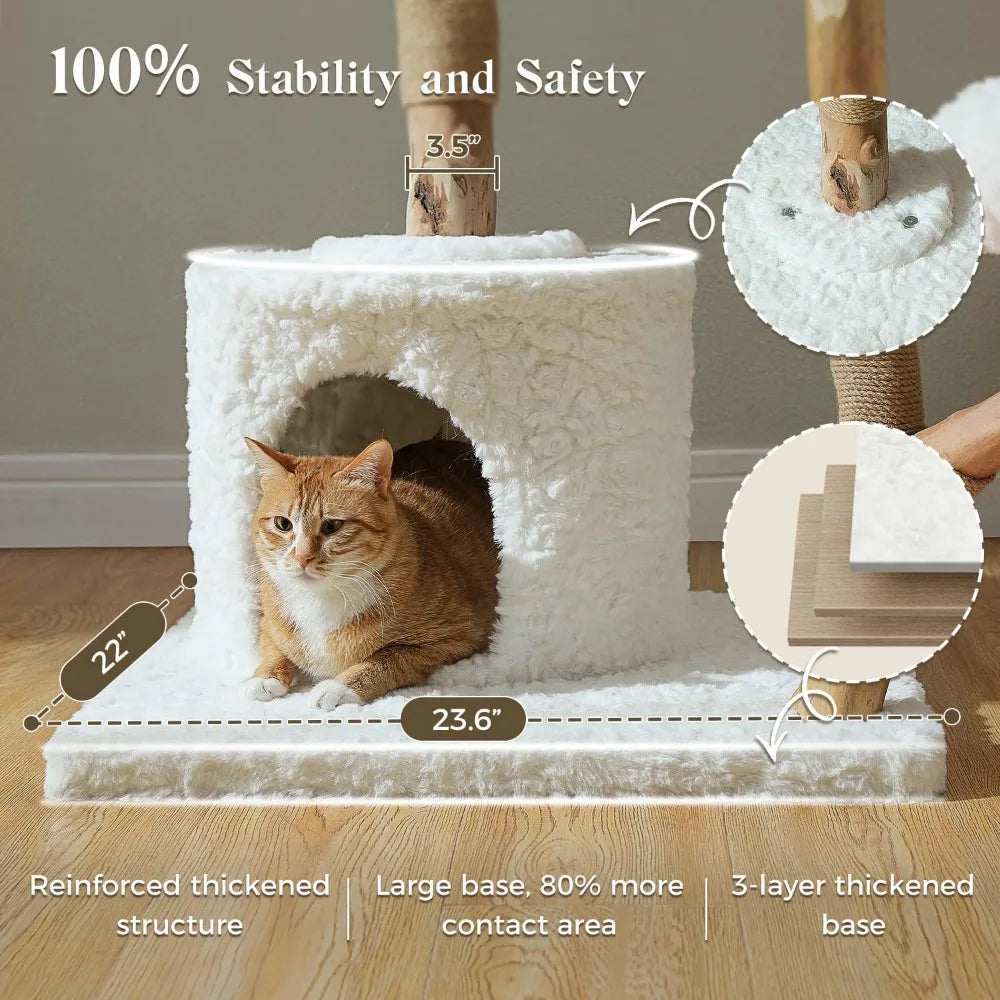 Breed Cat Tree Tower With Real Wood Branch Premium