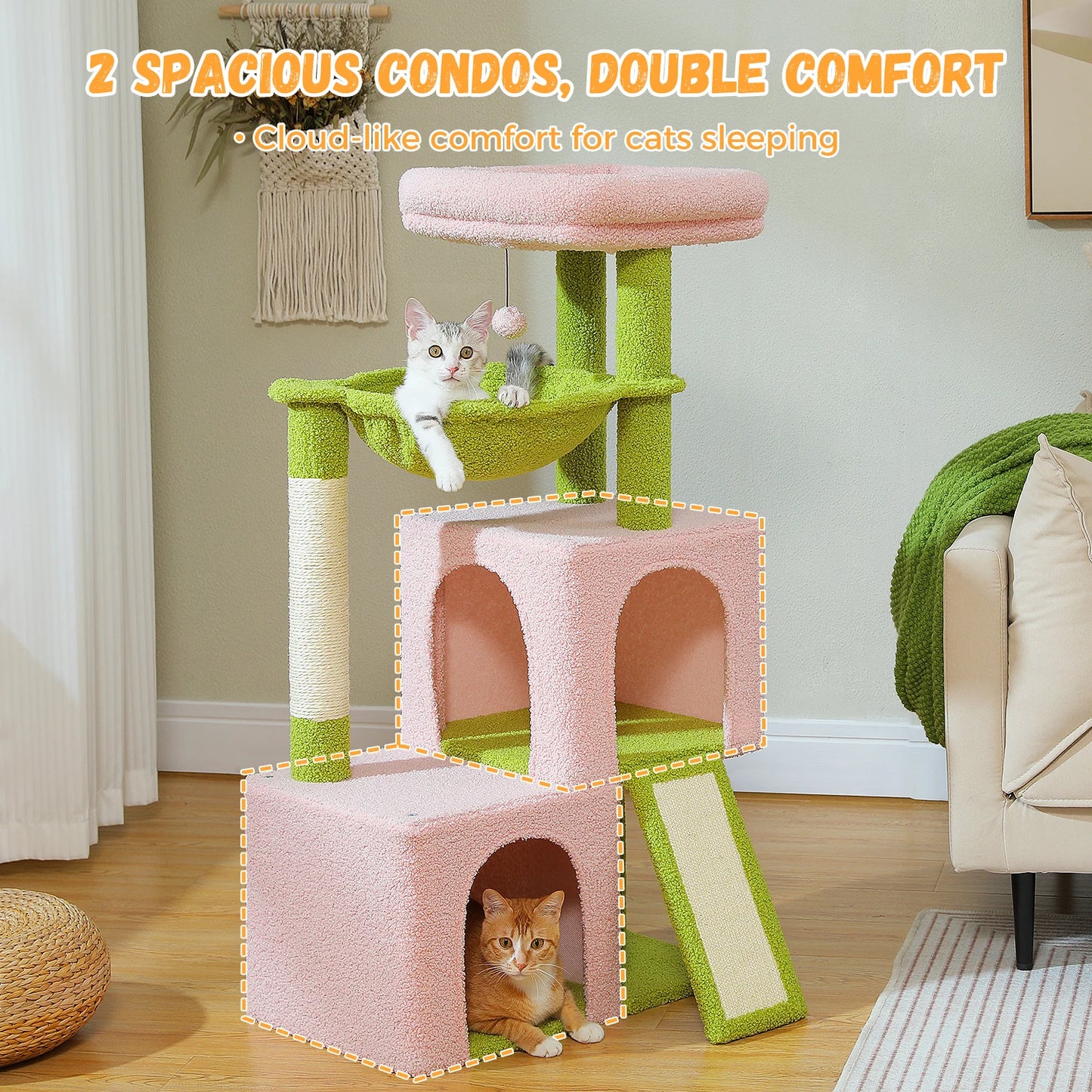 PEQULTICN Cat Tree Indoor Multi Level Tower With Condos