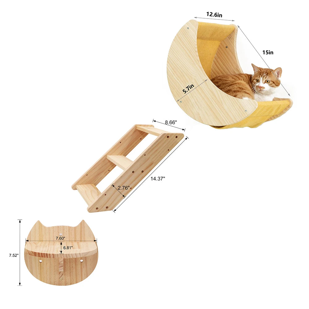 PETRAVELCN Cat Wall Shelf Moon Hammock Climbing Perch