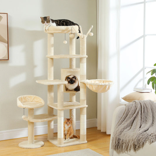 PEQULTICN Multi Level Cat Tree With Scratching Posts Hammock