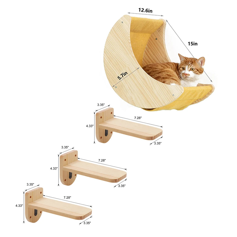 PETRAVELCN Cat Moon Shelf Wall Mounted Hammock For Cats