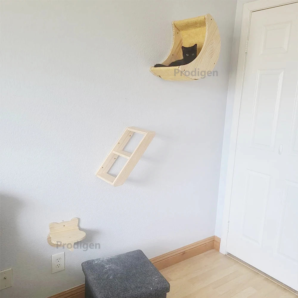 PETRAVELCN Cat Wall Shelf Moon Hammock Climbing Perch