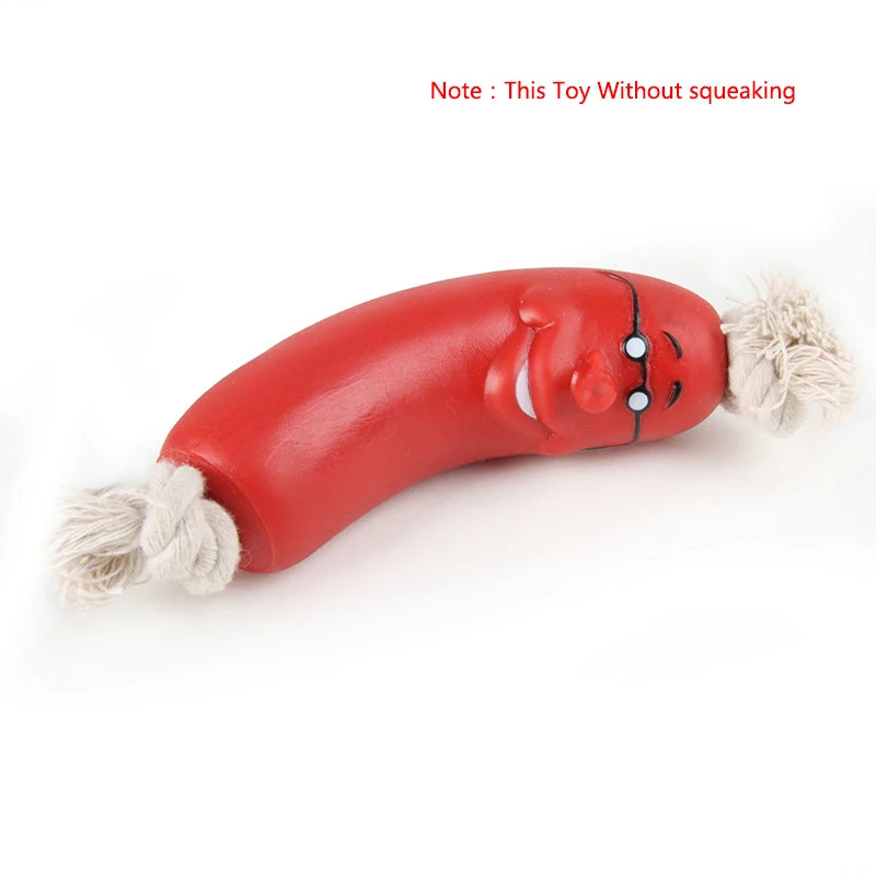 Dogstory Interactive Squeaky Dog Chew Toy Sausage Rubber