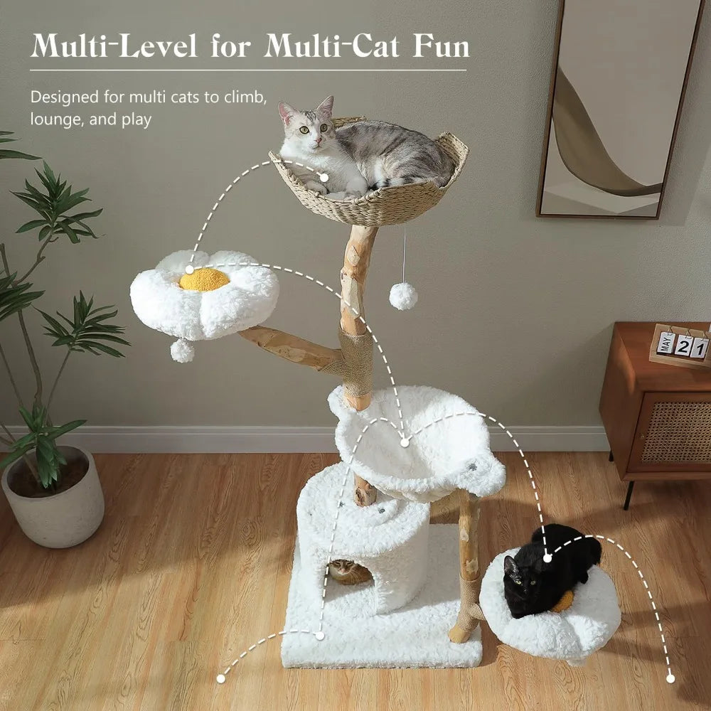 Breed Cat Tree Tower With Real Wood Branch Premium