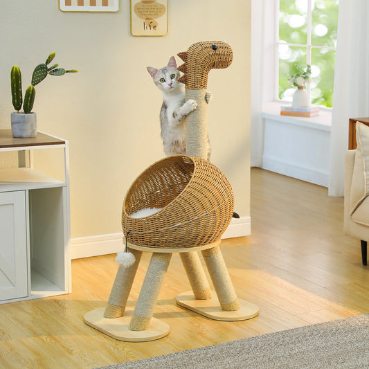 PEQULTICN Whimsical Dinosaur Cat Tree Tower Plush Cushion