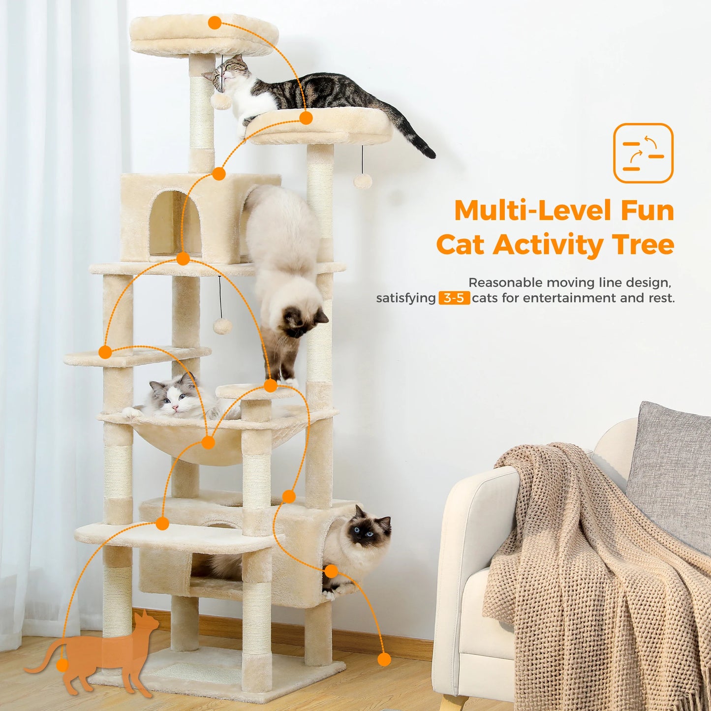 PAWZ Road Indoor Cat Tree And Tower With Scratching Posts