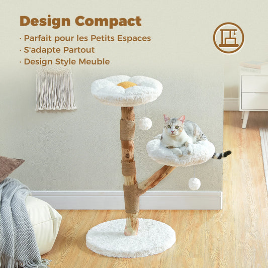 PEQULTICN Modern Wood Cat Tree Tower With Scratching Post