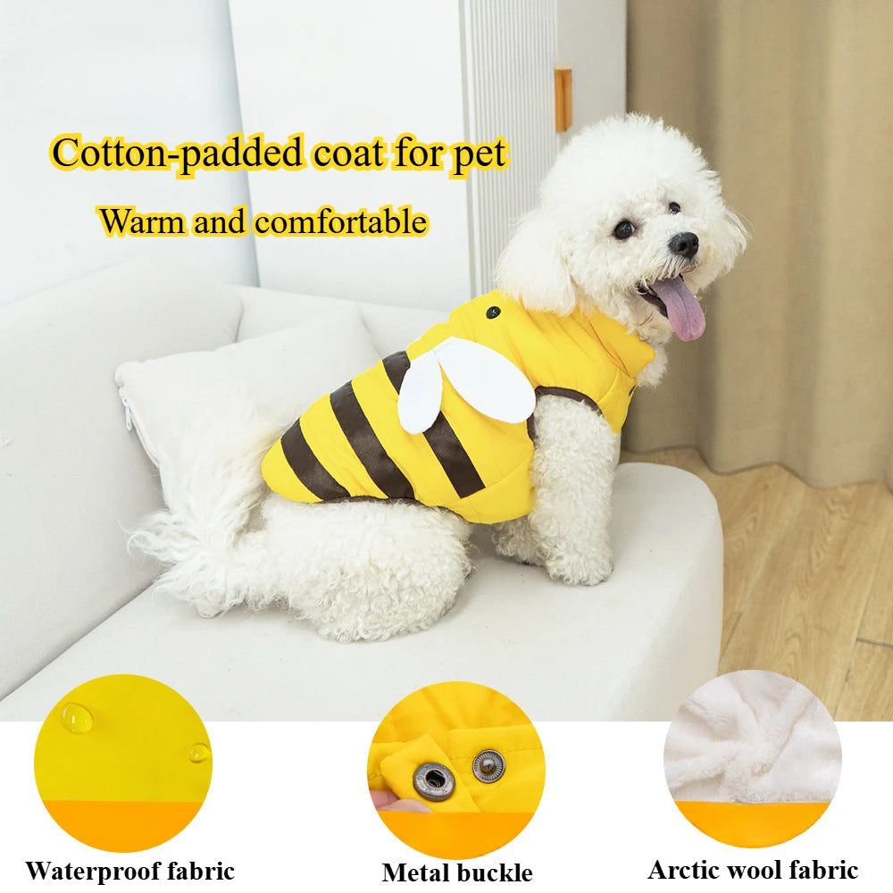 Bee Print Four Seasons Dog And Cat Waterproof Jacket