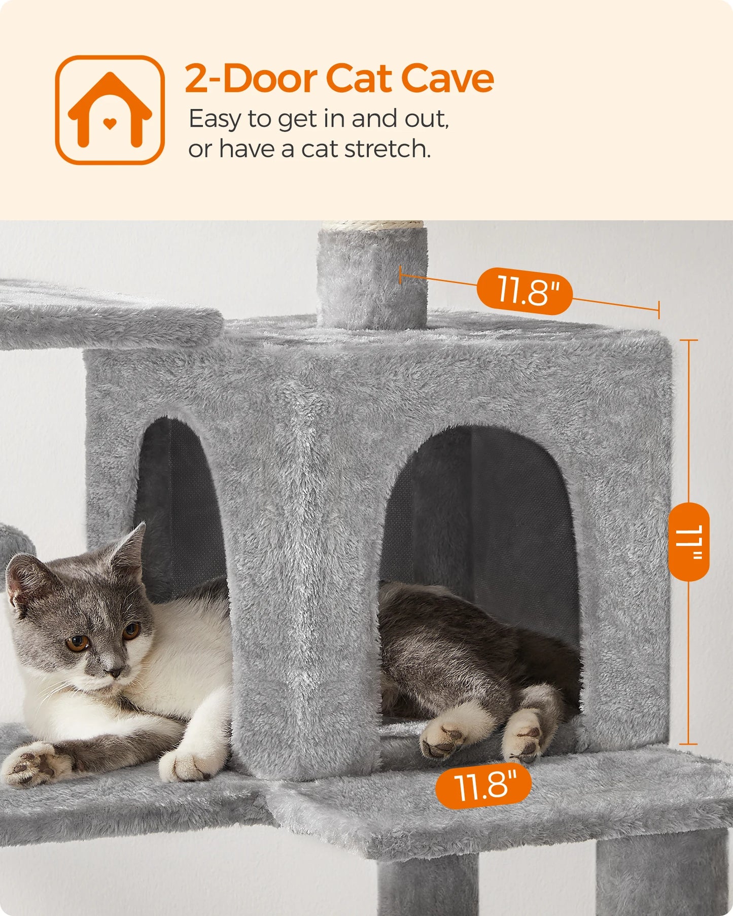FEANDREA Cat Tree Condo With Perches And Scratching Posts