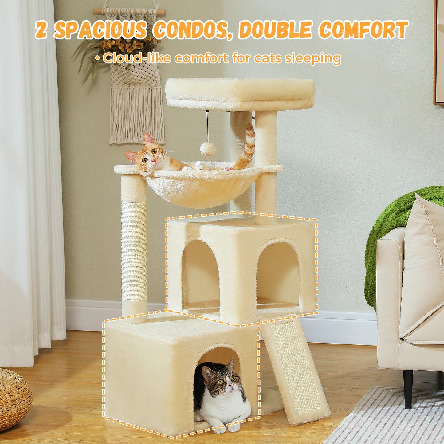 PEQULTICN Cat Tree Indoor Multi Level Tower With Condos