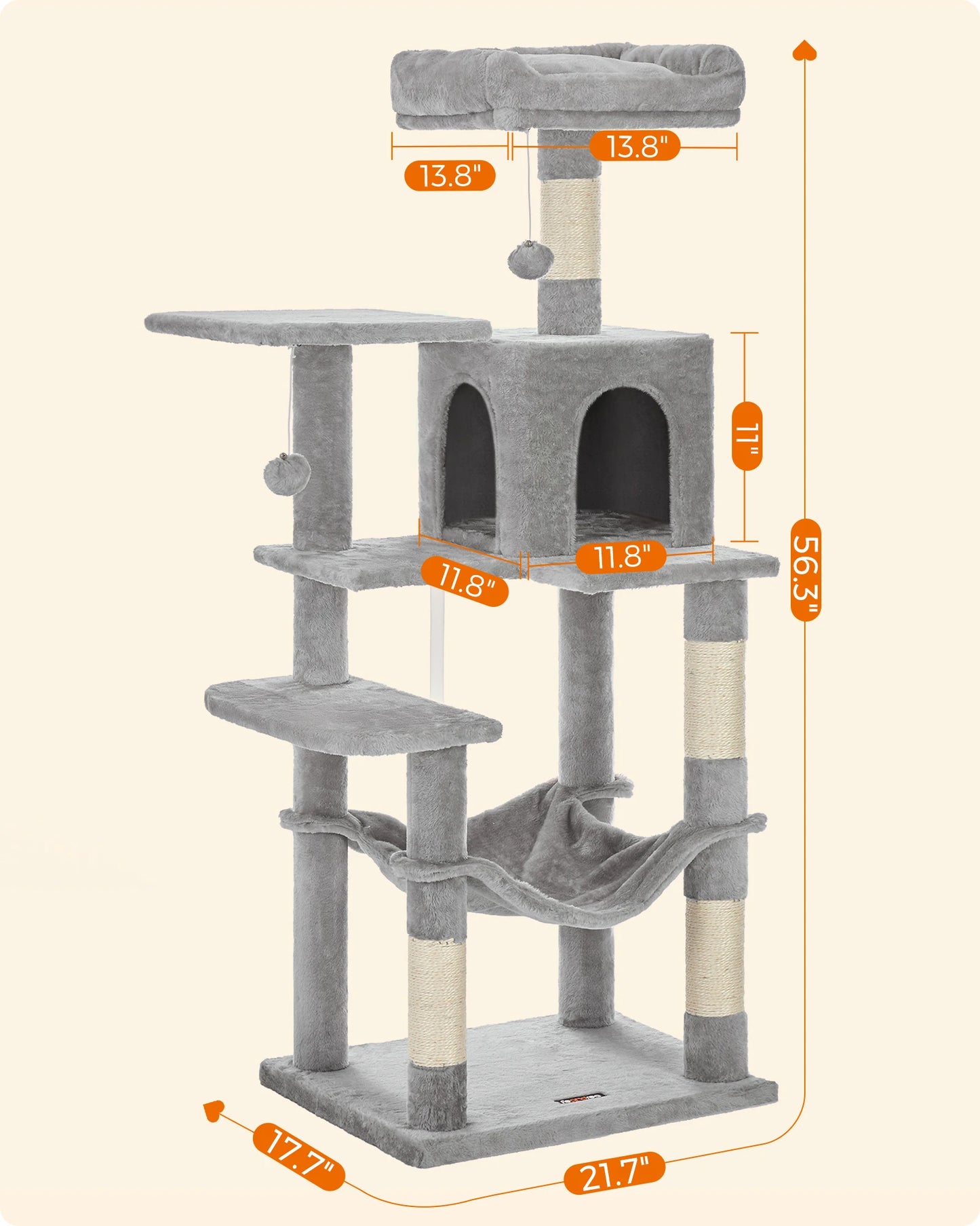 FEANDREA Cat Tree Condo With Perches And Scratching Posts