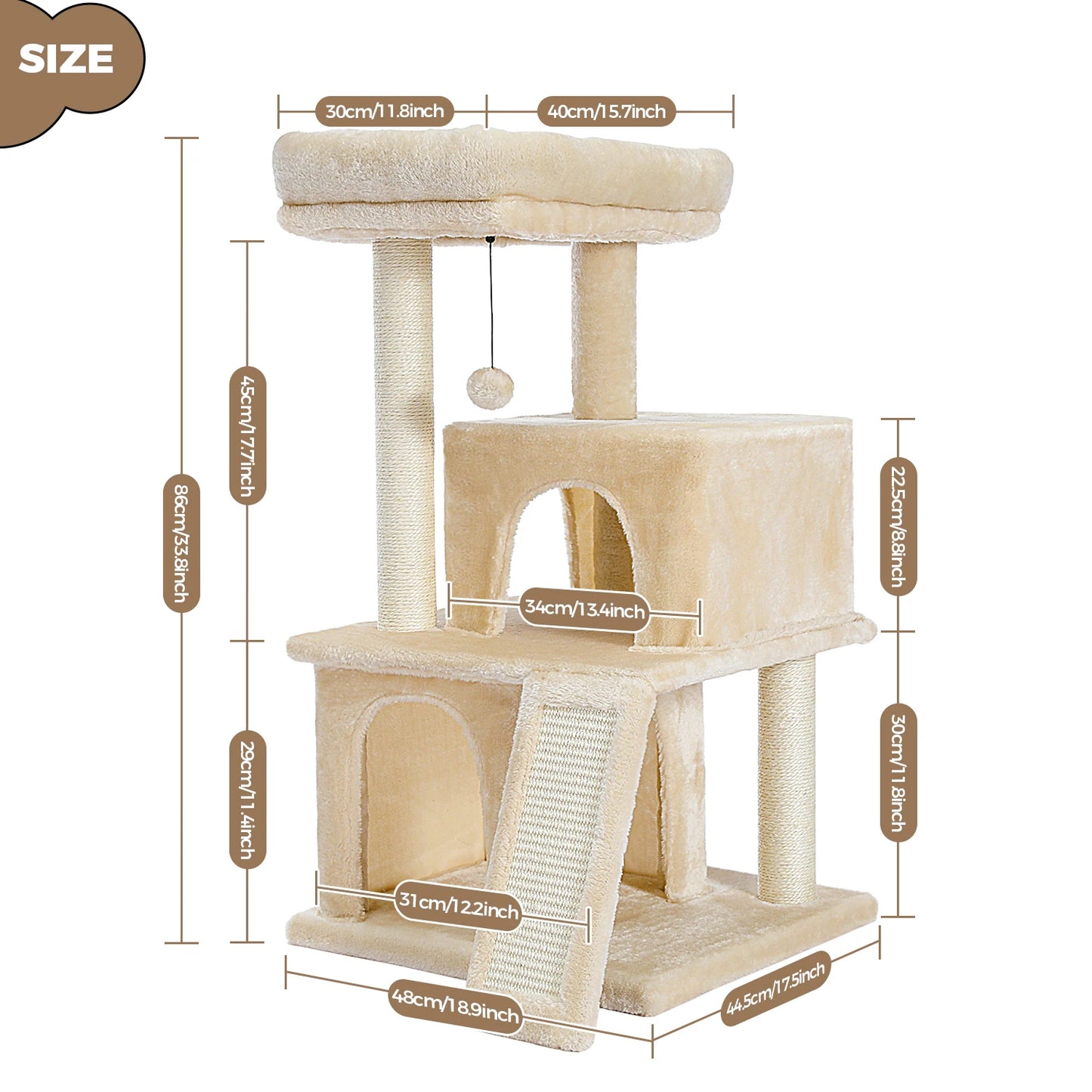 PEQULTICN Cat Tree Indoor Multi Level Tower With Condos