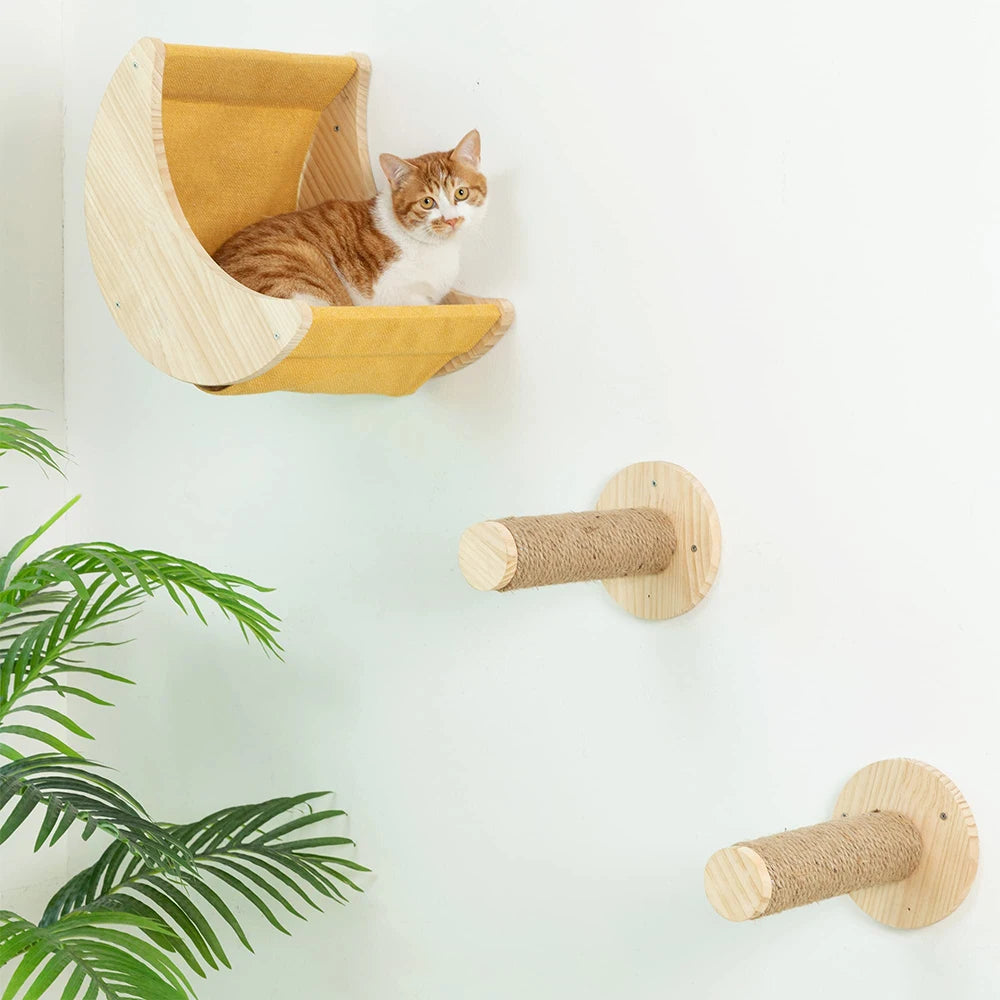 PETRAVELCN Cat Wall Shelf Moon Hammock Climbing Perch