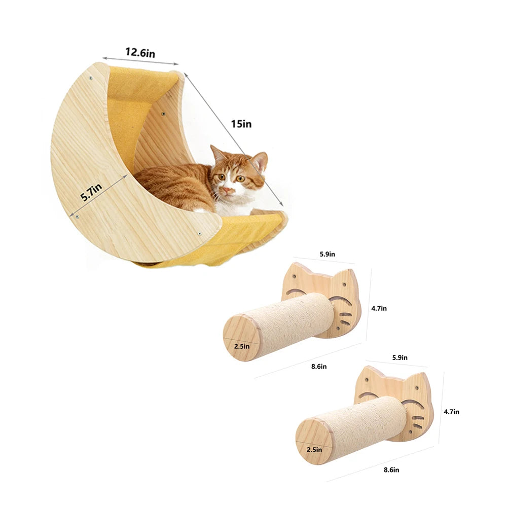 PETRAVELCN Cat Moon Shelf Wall Mounted Hammock For Cats